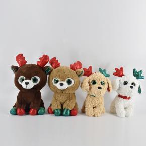 4Pcs Dog Elk Shape Series Soft Stuffed Animal Plush Toys for Christmas Gift